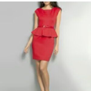 3/$30 NY&Co Red Belted Peplum Dress